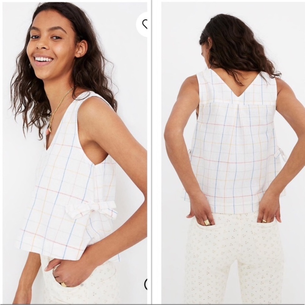 Madewell Linen Blend Side-Tie Tank Top